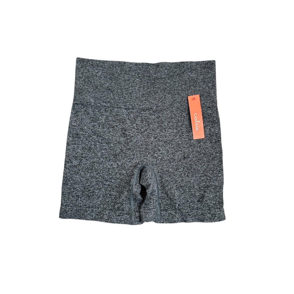 Colsie Women XS Gray Space Dye Ribbed Seamless High Waisted Bike Shorts NWT